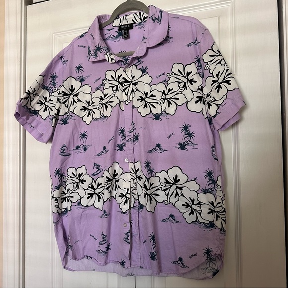 Forever 21 Purple Hawaiian Button-Down Shirt - Picture 1 of 12